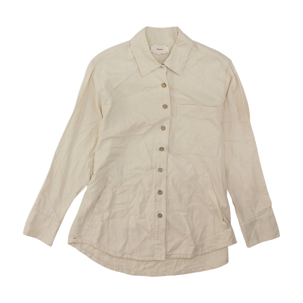 Beige Flannel Button Down
