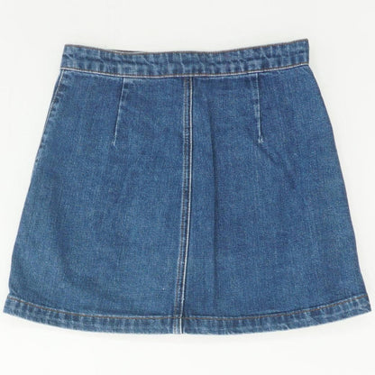 Blue Solid Mini Skirt