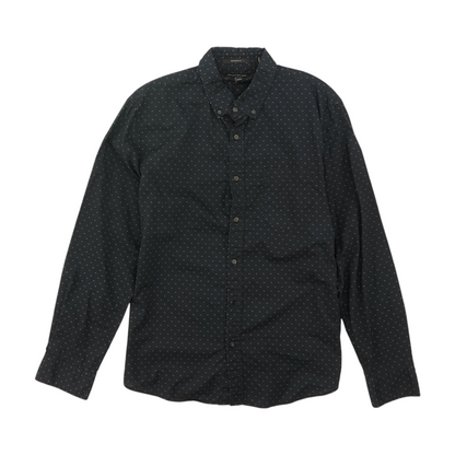 Navy Print Long Sleeve Button Down