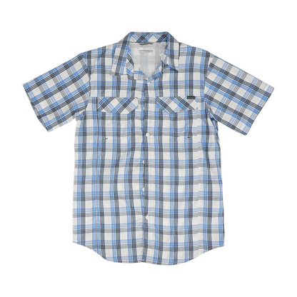 Blue Plaid Short Sleeve Button Down