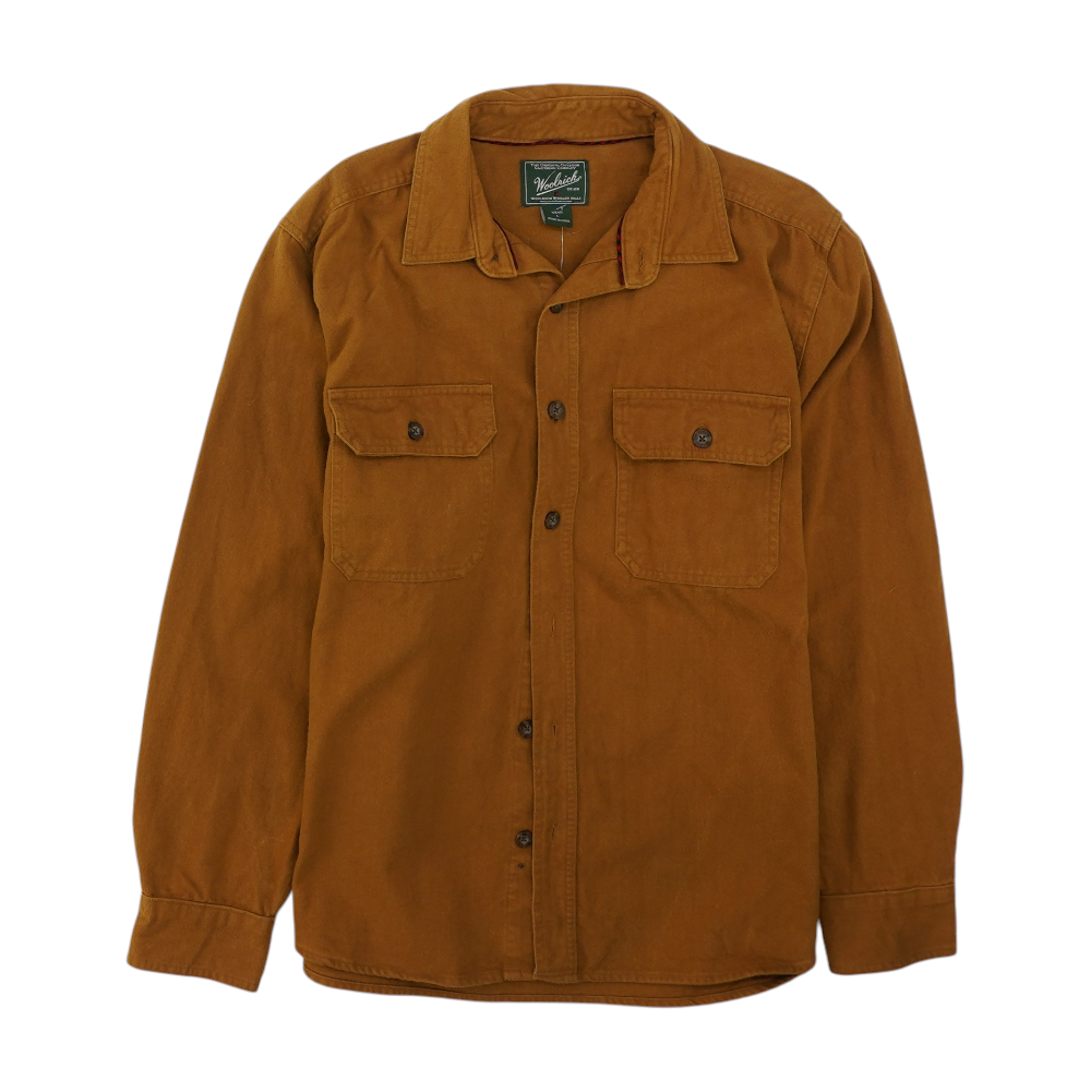 Brown Solid Flannel Button Down