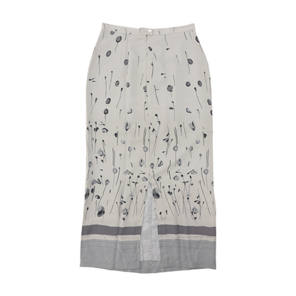 Vintage Gray Print Midi Skirt
