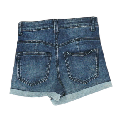 Navy Solid Denim Shorts