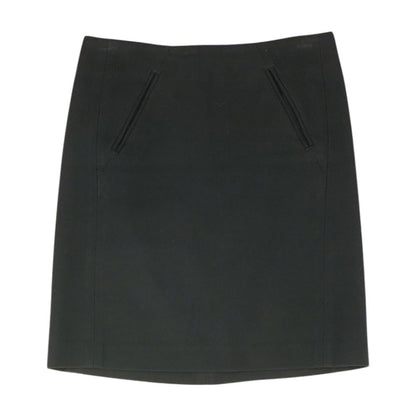 Black Solid Midi Skirt