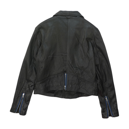 Black Solid Leather Jacket