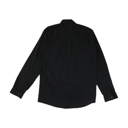 Black Solid Long Sleeve Button Down
