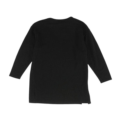 Vintage Black Rib-Knit Blouse