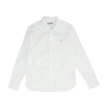 White Solid Long Sleeve Button Down