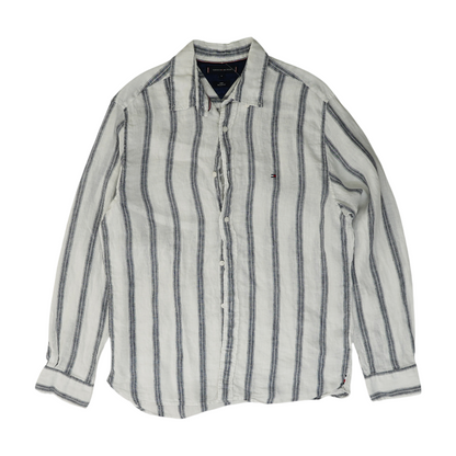 White Striped Long Sleeve Button Down