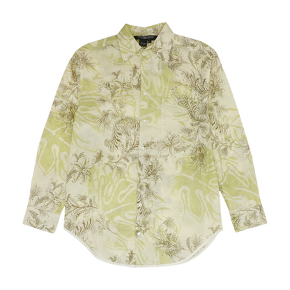Green Abstract Long Sleeve Button Down