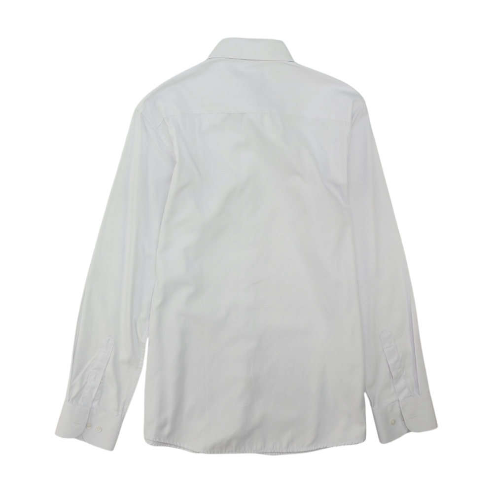 White Solid Long Sleeve Button Down