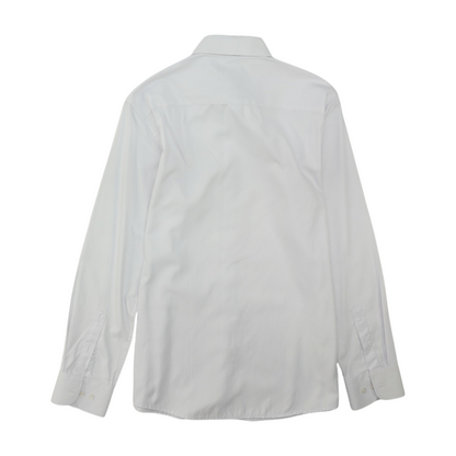 White Solid Long Sleeve Button Down