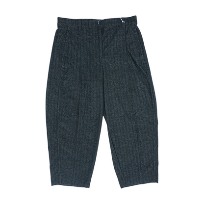 Black Herringbone Wide Leg Pants