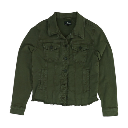 Green Solid Denim Jacket
