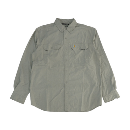Gray Solid Long Sleeve Button Down