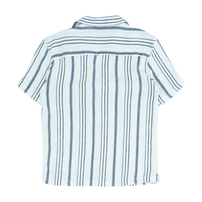 Beige Striped Short Sleeve Polo