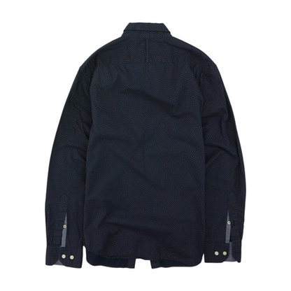 Navy Abstract Long Sleeve Button Down