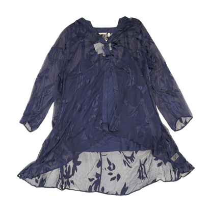 Navy Plus Print Blouse