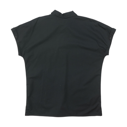 Black Solid Short Sleeve Button Down