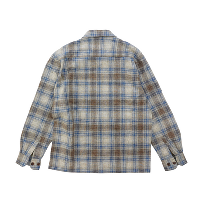 Beige Plaid Flannel Button Down