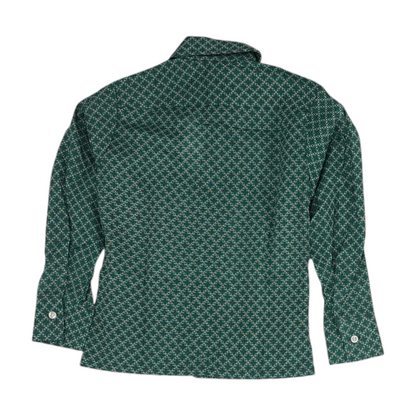 Vintage Green Abstract Long Sleeve Button Down