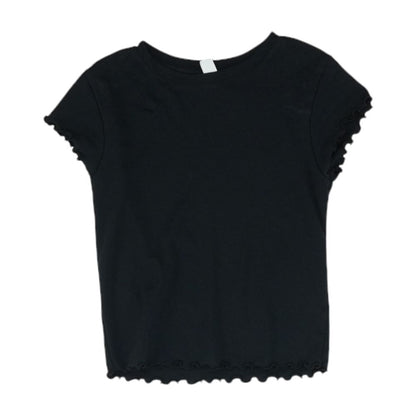 Black Solid Cropped Knit Top