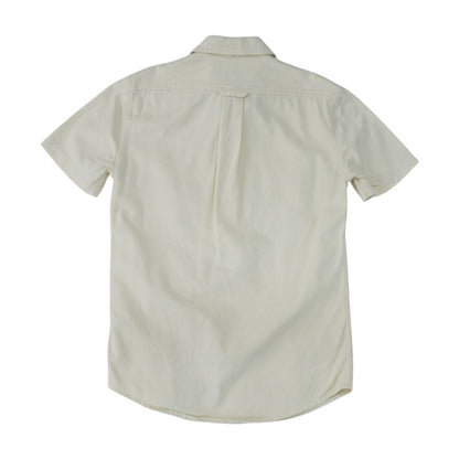 Beige Solid Short Sleeve Button Down