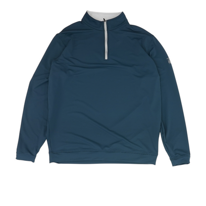 Blue Solid 1/4 Zip Pullover