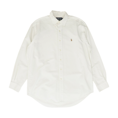 White Solid Long Sleeve Button Down