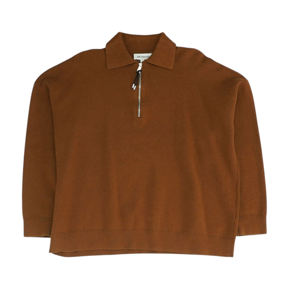 Brown Solid 1/4 Zip Sweater