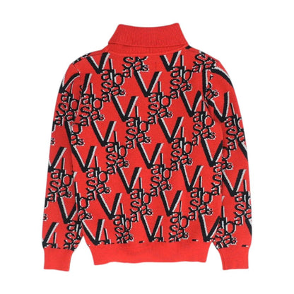 Red Graphic Turtleneck Sweater