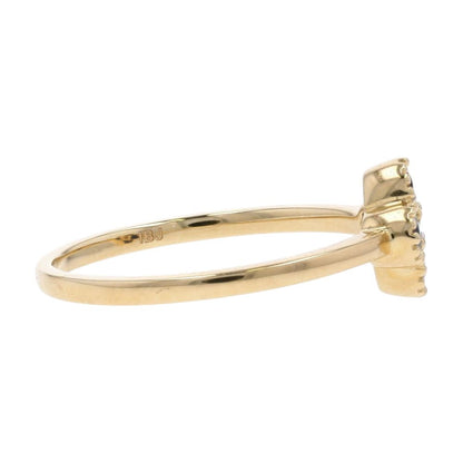 10K Gold Sapphire And Diamond Beaded Edge Cluster Stackable Ring