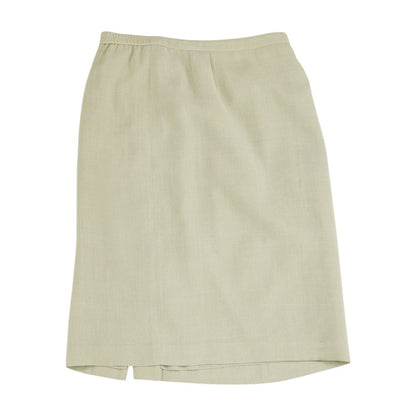 Green Solid Midi Skirt