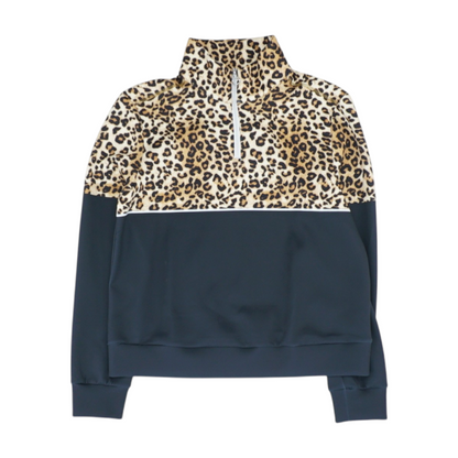 Beige Animal Print 1/4 Zip Pullover