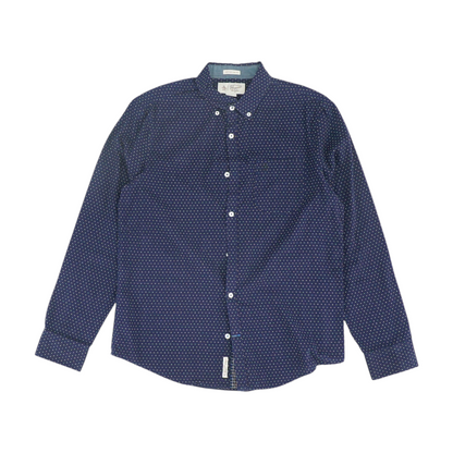 Navy Polka Dot Long Sleeve Button Down