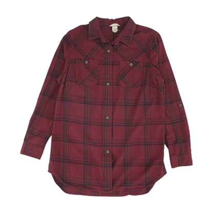 Maroon Plaid Flannel Button Down