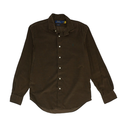 Brown Solid Long Sleeve Button Down