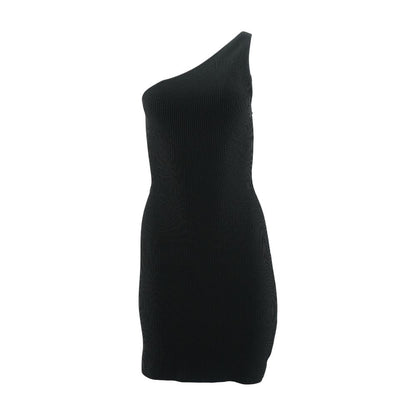 Black Solid Midi Dress