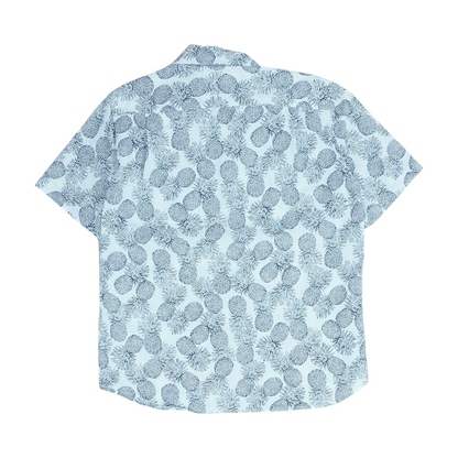 White Graphic Short Sleeve Button Down