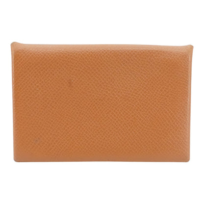 Gold Calvi Card Holder in Epsom Calfskin