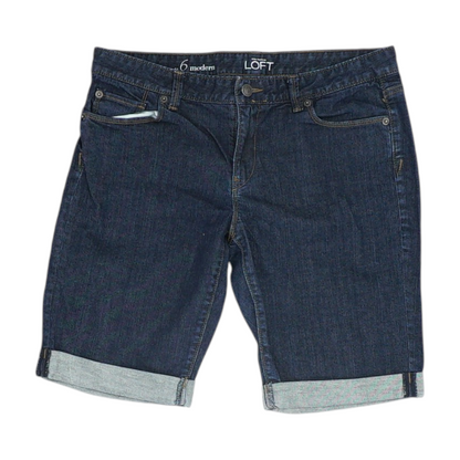 Blue Solid Denim Shorts