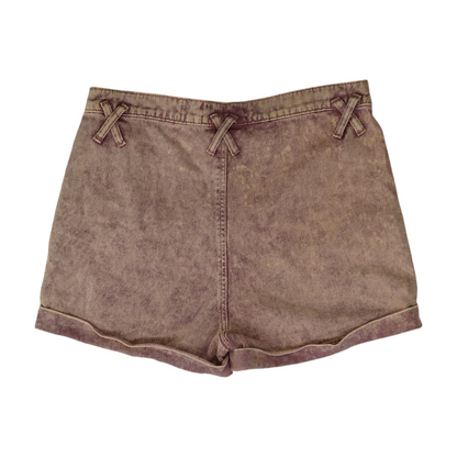 Purple Solid Denim Shorts