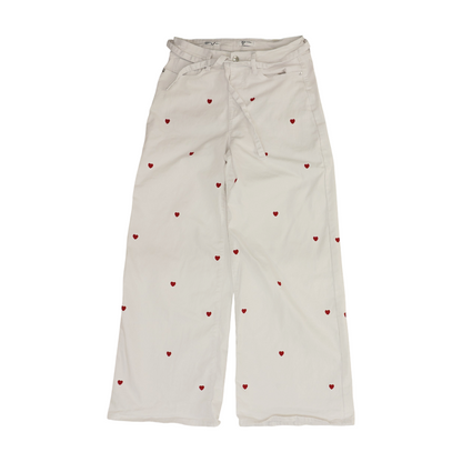 White Hearts Bell Bottom Jeans
