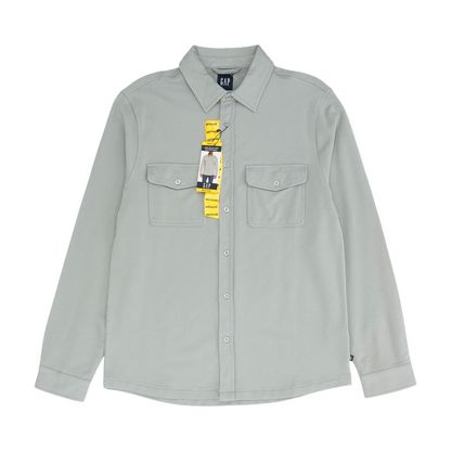 Gray Solid Long Sleeve Button Down