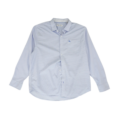 Blue Abstract Long Sleeve Button Down