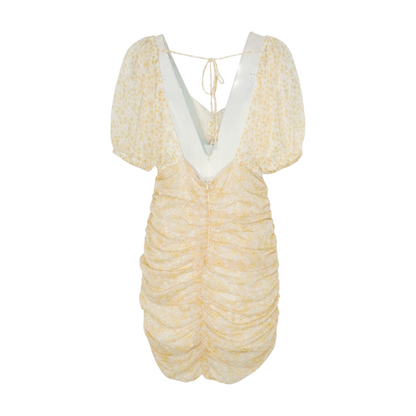 Beige Floral Midi Dress