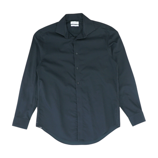 Black Solid Long Sleeve Button Down