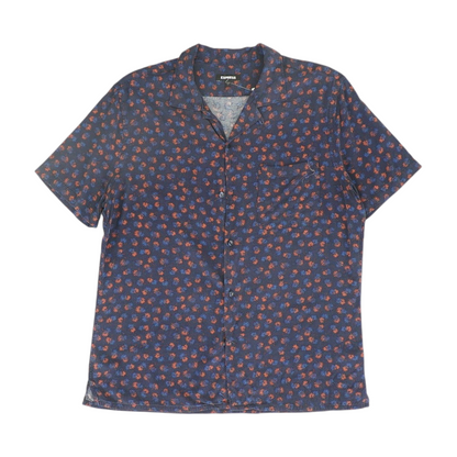 Navy Floral Short Sleeve Button Down