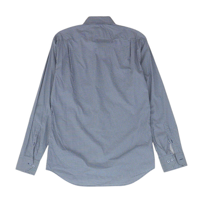 Blue Geometric Long Sleeve Button Down