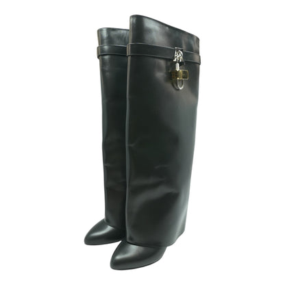 Black Shark Lock Knee High Boots